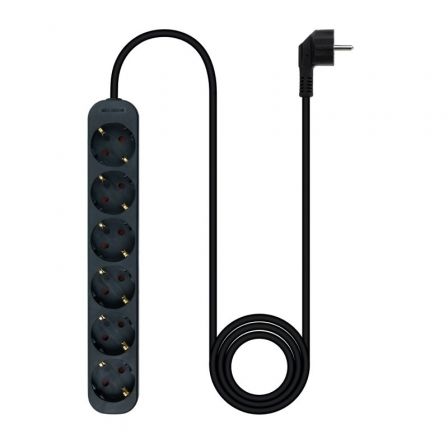 Nanocable Regleta de 6 Tomas, 1,4 m, Negra